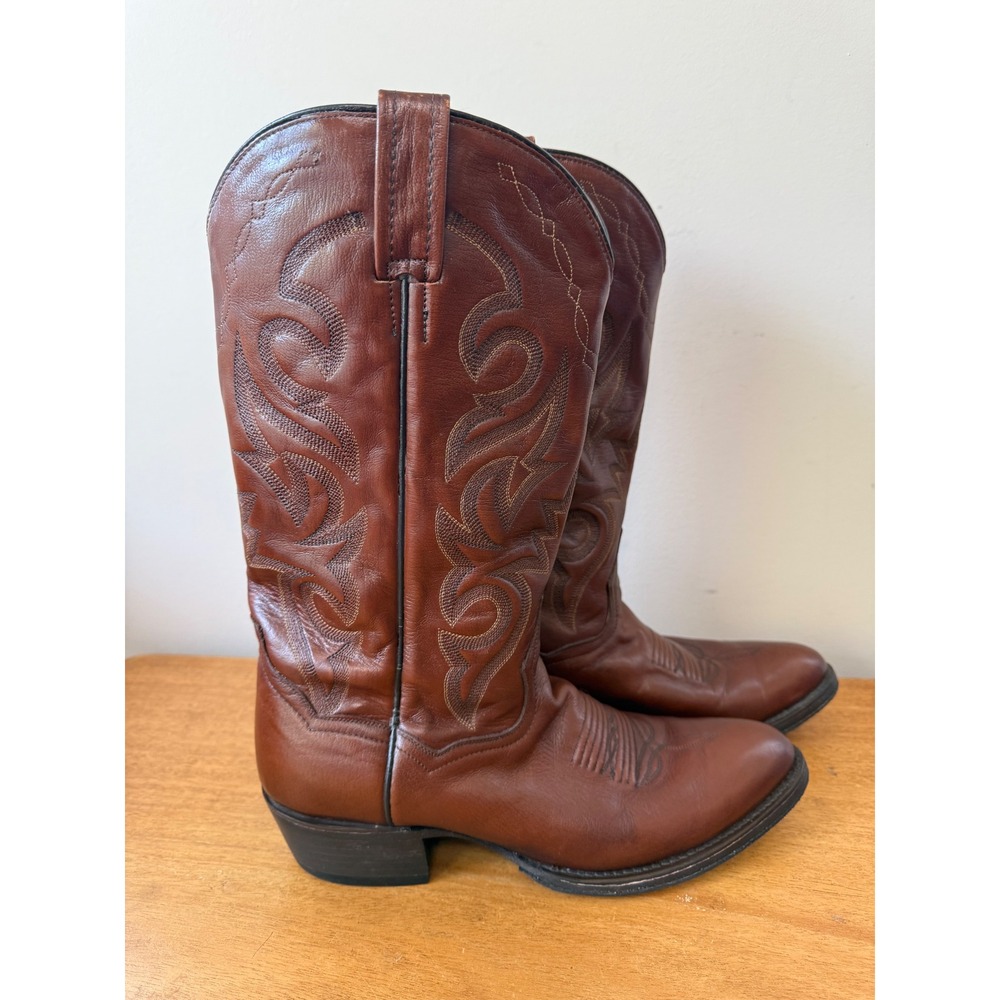 Vintage Dan Post Milwaukee Cognac Leather 2111 9 D Men's Cowboy Boots